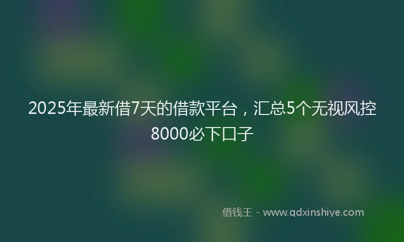 2025年最新借7天的借款平台，汇总5个无视风控8000必下口子