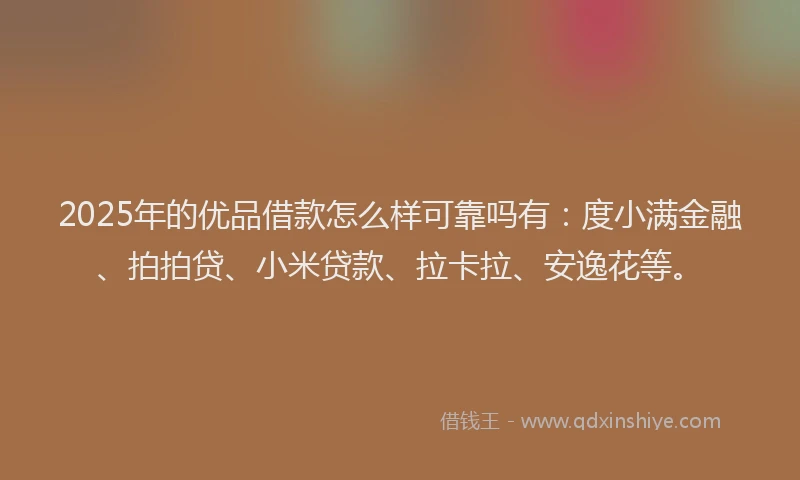 2025年的优品借款怎么样可靠吗有：度小满金融、拍拍贷、小米贷款、拉卡拉、安逸花等。