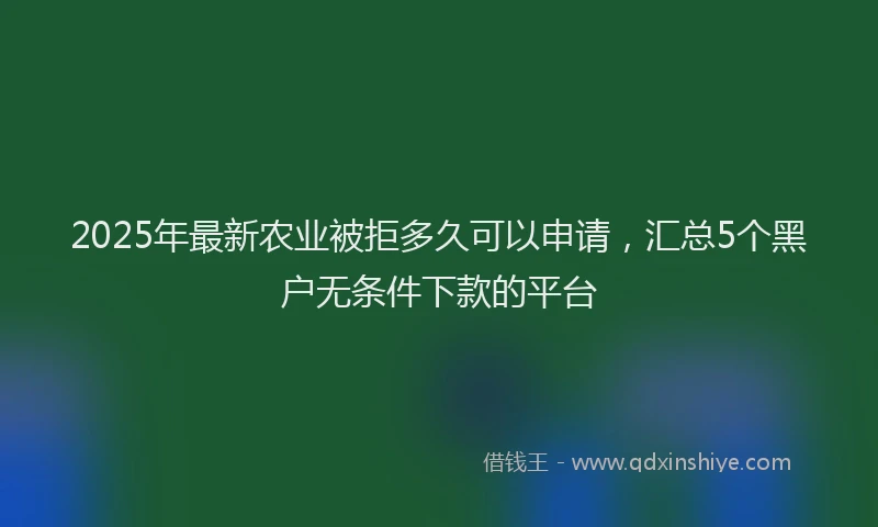 2025年最新农业被拒多久可以申请，汇总5个黑户无条件下款的平台