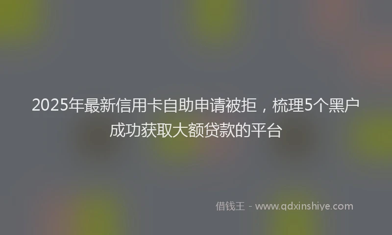 2025年最新信用卡自助申请被拒，梳理5个黑户成功获取大额贷款的平台
