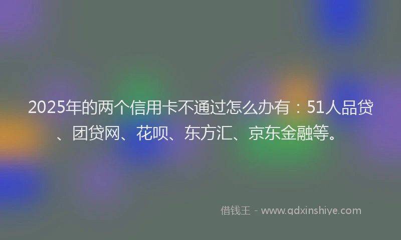 2025年的两个信用卡不通过怎么办有：51人品贷、团贷网、花呗、东方汇、京东金融等。