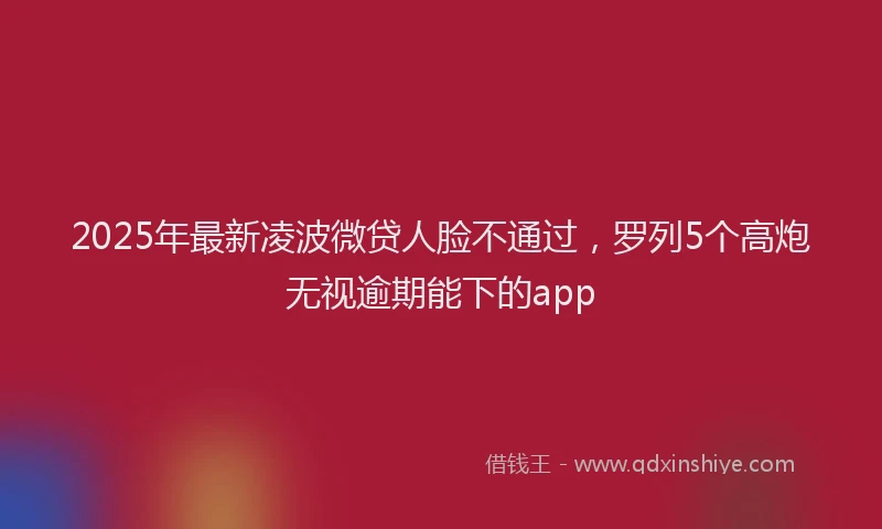 2025年最新凌波微贷人脸不通过，罗列5个高炮无视逾期能下的app