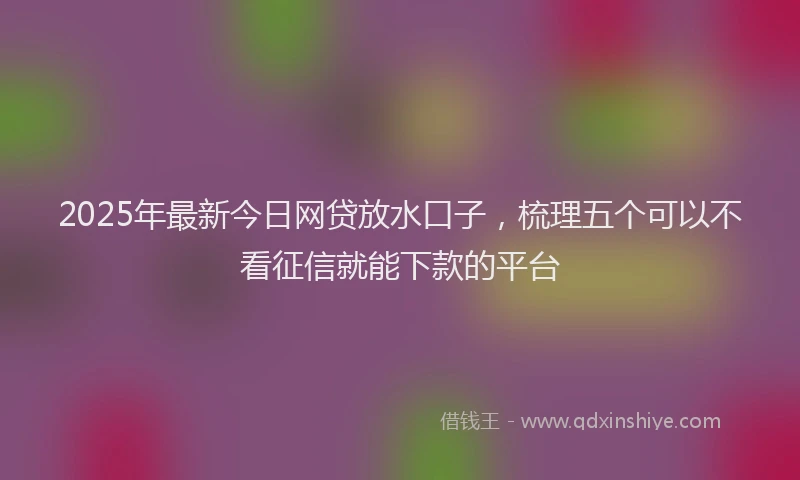 2025年最新今日网贷放水口子，梳理五个可以不看征信就能下款的平台