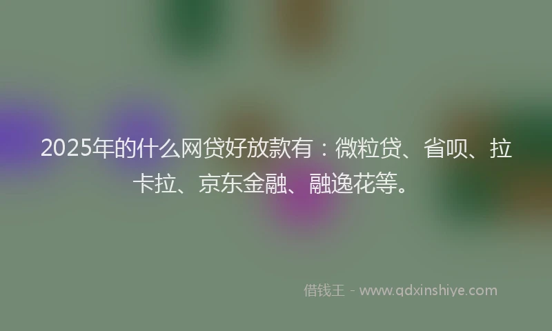 2025年的什么网贷好放款有：微粒贷、省呗、拉卡拉、京东金融、融逸花等。