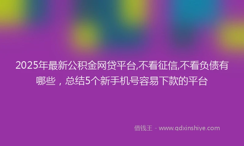 2025年最新公积金网贷平台,不看征信,不看负债有哪些，总结5个新手机号容易下款的平台