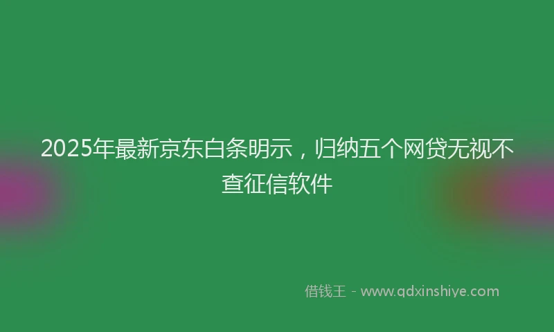 2025年最新京东白条明示，归纳五个网贷无视不查征信软件