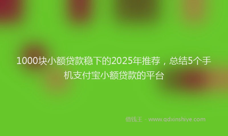 1000块小额贷款稳下的2025年推荐，总结5个手机支付宝小额贷款的平台