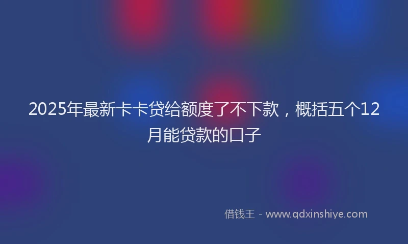2025年最新卡卡贷给额度了不下款，概括五个12月能贷款的口子
