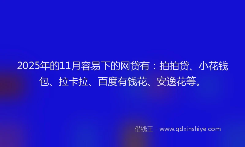 2025年的11月容易下的网贷有：拍拍贷、小花钱包、拉卡拉、百度有钱花、安逸花等。