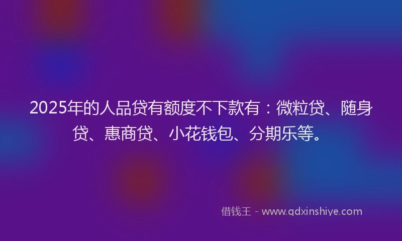 2025年的人品贷有额度不下款有：微粒贷、随身贷、惠商贷、小花钱包、分期乐等。