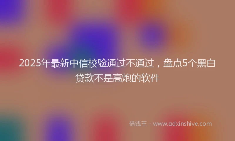 2025年最新中信校验通过不通过，盘点5个黑白贷款不是高炮的软件