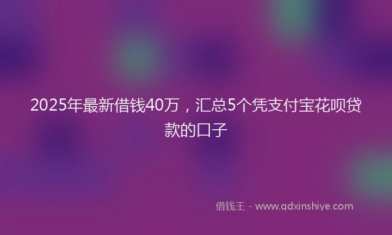 2025年最新借钱40万，汇总5个凭支付宝花呗贷款的口子