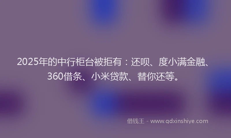 2025年的中行柜台被拒有：还呗、度小满金融、360借条、小米贷款、替你还等。