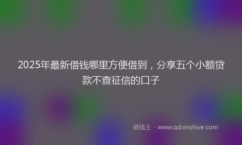 2025年最新借钱哪里方便借到，分享五个小额贷款不查征信的口子