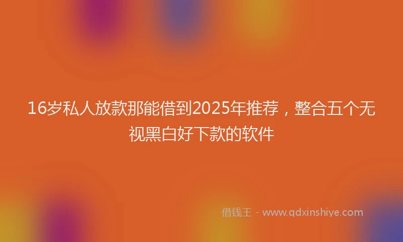16岁私人放款那能借到2025年推荐，整合五个无视黑白好下款的软件