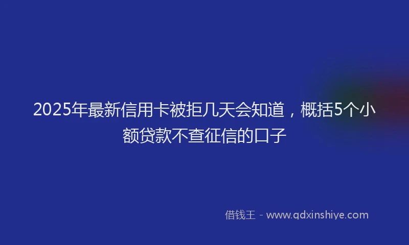 2025年最新信用卡被拒几天会知道，概括5个小额贷款不查征信的口子