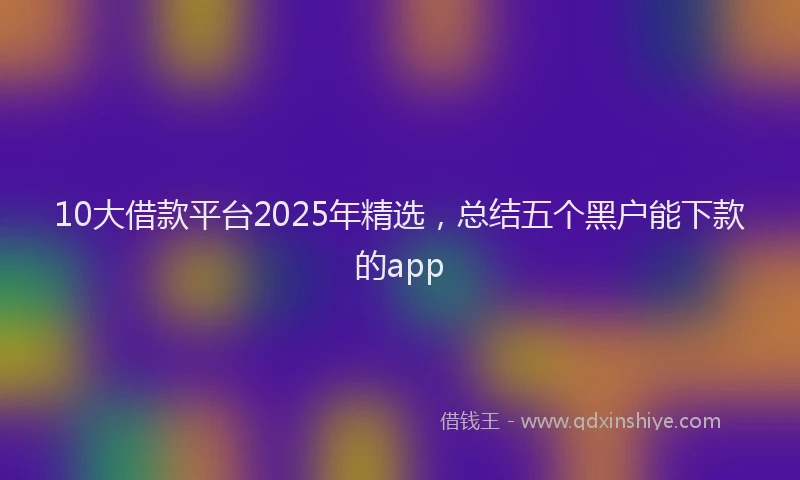 10大借款平台2025年精选，总结五个黑户能下款的app