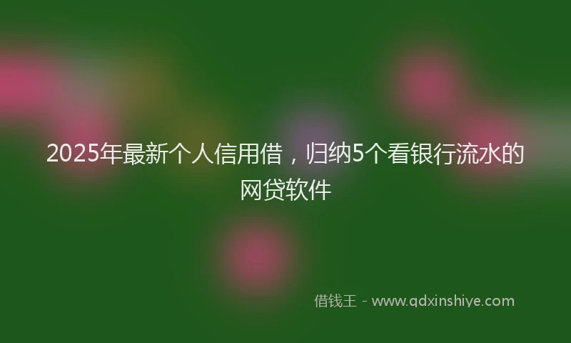 2025年最新个人信用借，归纳5个看银行流水的网贷软件