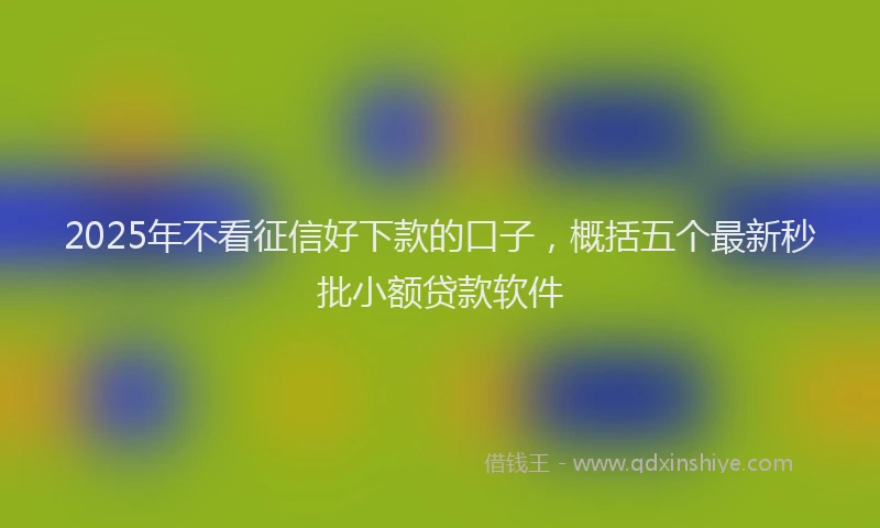 2025年不看征信好下款的口子，概括五个最新秒批小额贷款软件