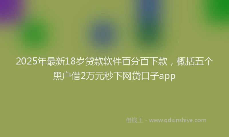 2025年最新18岁贷款软件百分百下款，概括五个黑户借2万元秒下网贷口子app