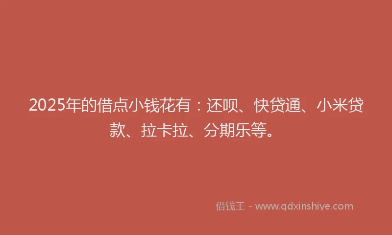 2025年的借点小钱花有：还呗、快贷通、小米贷款、拉卡拉、分期乐等。
