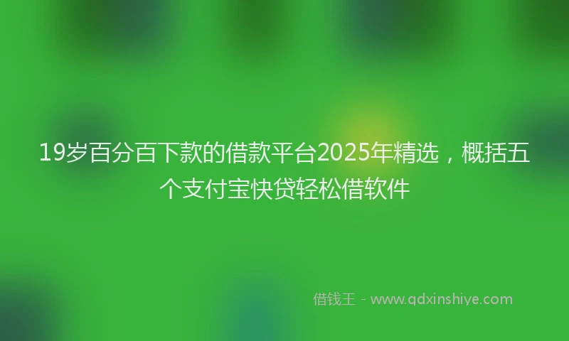 19岁百分百下款的借款平台2025年精选，概括五个支付宝快贷轻松借软件