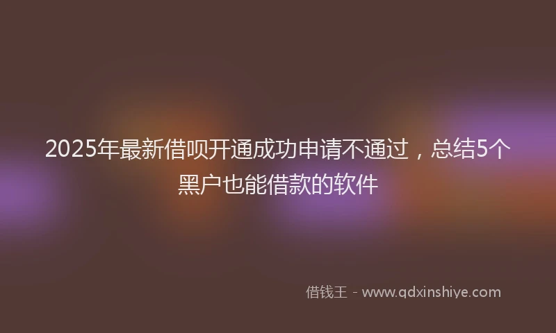 2025年最新借呗开通成功申请不通过，总结5个黑户也能借款的软件