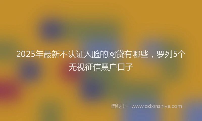 2025年最新不认证人脸的网贷有哪些，罗列5个无视征信黑户口子