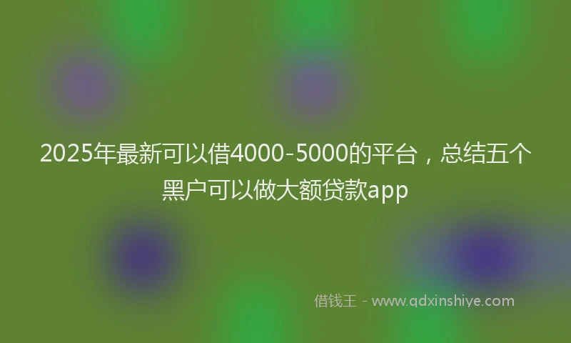 2025年最新可以借4000-5000的平台，总结五个黑户可以做大额贷款app