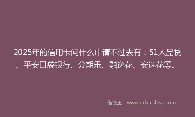 2025年的信用卡问什么申请不过去有：51人品贷、平安口袋银行、分期乐、融逸花、安逸花等。