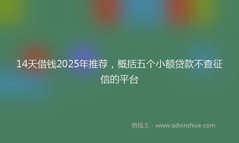 14天借钱2025年推荐，概括五个小额贷款不查征信的平台