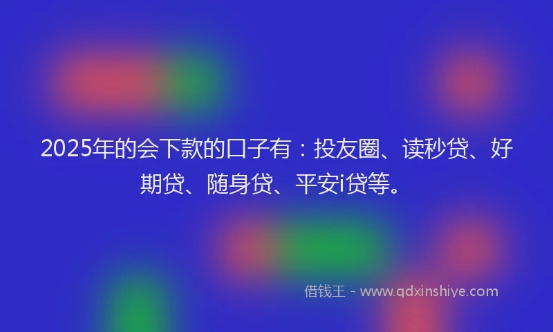 2025年的会下款的口子有：投友圈、读秒贷、好期贷、随身贷、平安i贷等。
