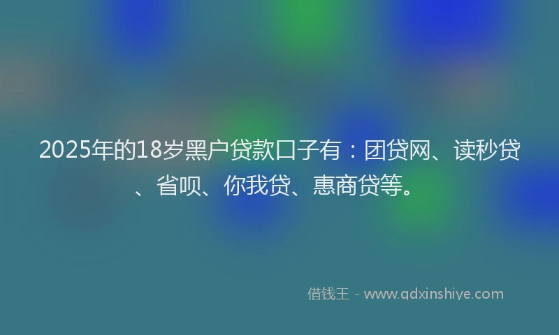 2025年的18岁黑户贷款口子有：团贷网、读秒贷、省呗、你我贷、惠商贷等。