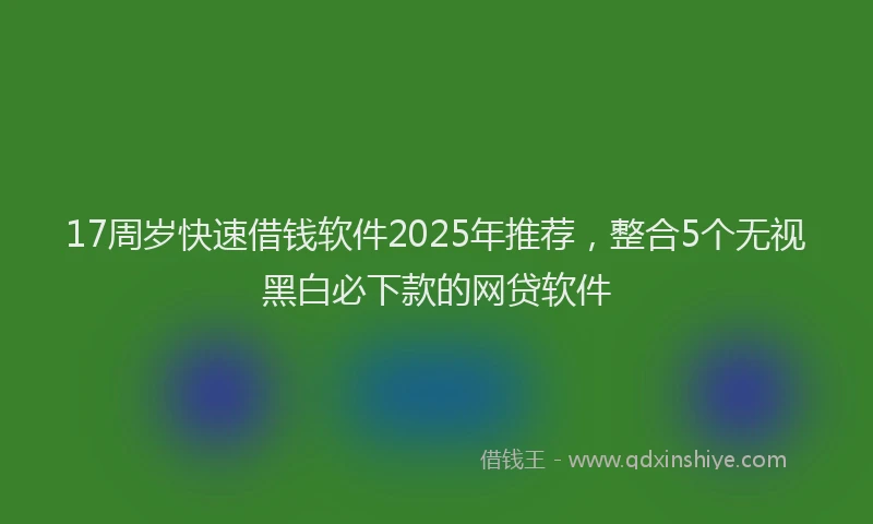 17周岁快速借钱软件2025年推荐，整合5个无视黑白必下款的网贷软件
