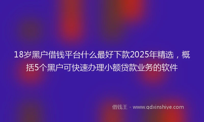 18岁黑户借钱平台什么最好下款2025年精选，概括5个黑户可快速办理小额贷款业务的软件