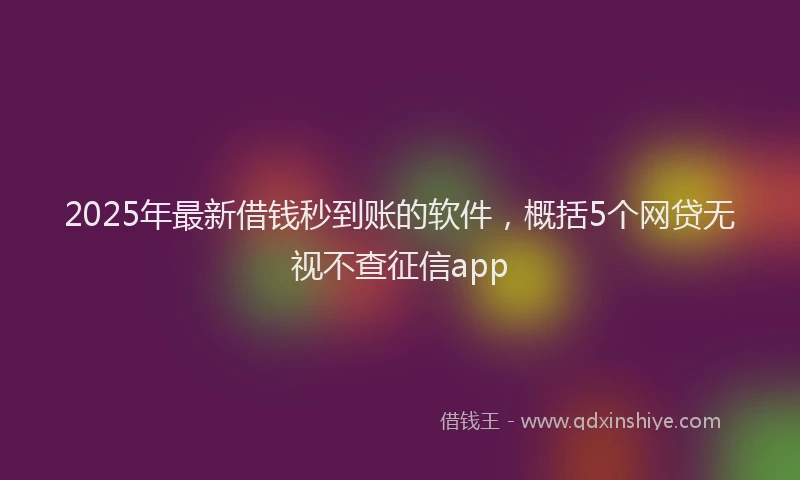 2025年最新借钱秒到账的软件，概括5个网贷无视不查征信app
