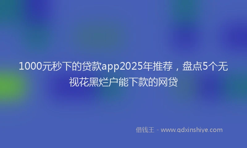 1000元秒下的贷款app2025年推荐，盘点5个无视花黑烂户能下款的网贷