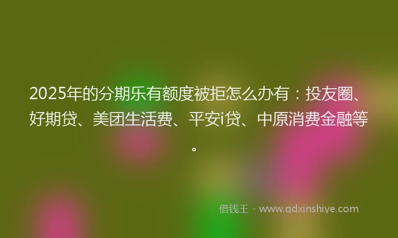 2025年的分期乐有额度被拒怎么办有：投友圈、好期贷、美团生活费、平安i贷、中原消费金融等。
