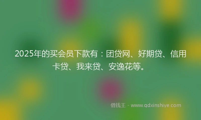 2025年的买会员下款有：团贷网、好期贷、信用卡贷、我来贷、安逸花等。
