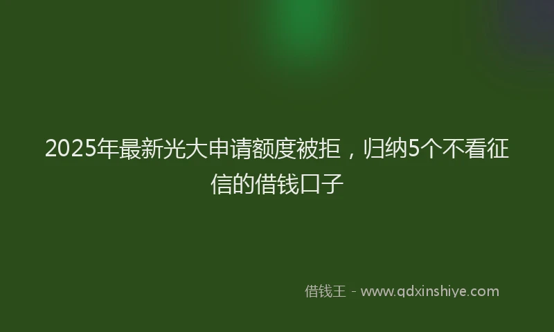 2025年最新光大申请额度被拒，归纳5个不看征信的借钱口子