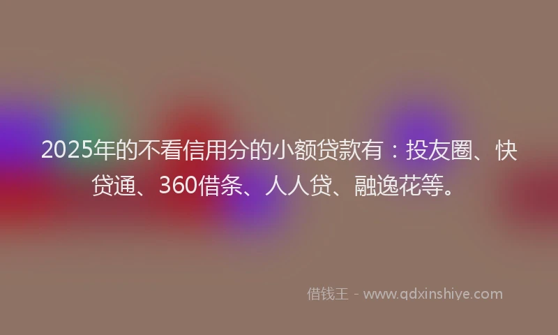 2025年的不看信用分的小额贷款有：投友圈、快贷通、360借条、人人贷、融逸花等。