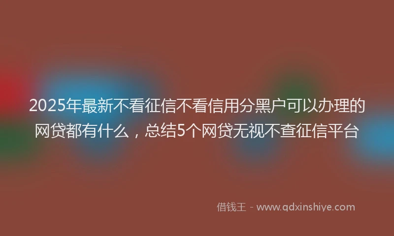 2025年最新不看征信不看信用分黑户可以办理的网贷都有什么，总结5个网贷无视不查征信平台