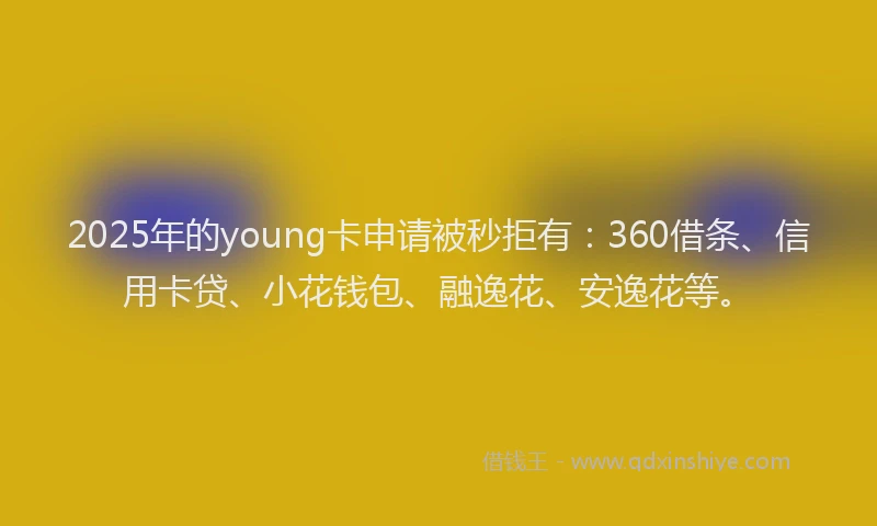 2025年的young卡申请被秒拒有：360借条、信用卡贷、小花钱包、融逸花、安逸花等。