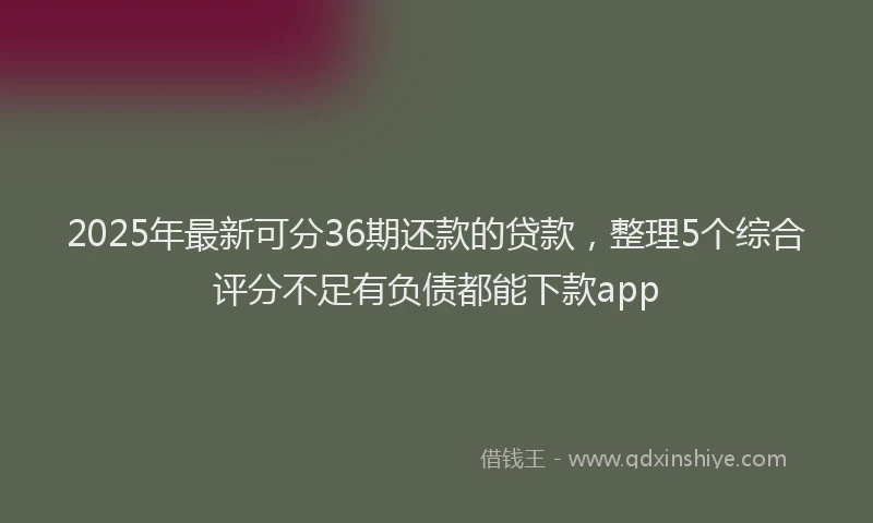 2025年最新可分36期还款的贷款，整理5个综合评分不足有负债都能下款app