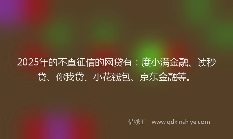 2025年的不查征信的网贷有：度小满金融、读秒贷、你我贷、小花钱包、京东金融等。