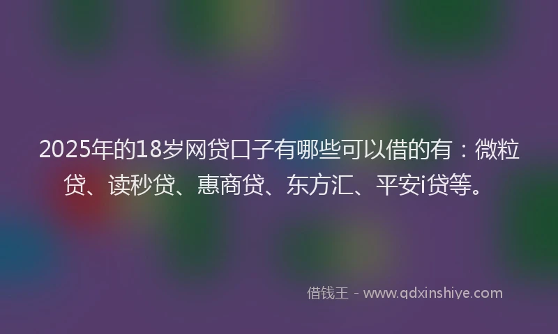 2025年的18岁网贷口子有哪些可以借的有：微粒贷、读秒贷、惠商贷、东方汇、平安i贷等。