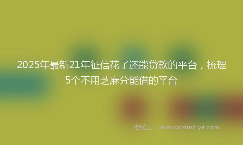 2025年最新21年征信花了还能贷款的平台，梳理5个不用芝麻分能借的平台