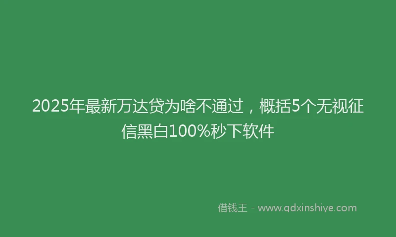 2025年最新万达贷为啥不通过，概括5个无视征信黑白100%秒下软件