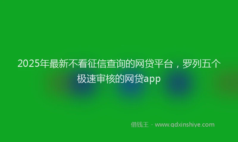 2025年最新不看征信查询的网贷平台，罗列五个极速审核的网贷app