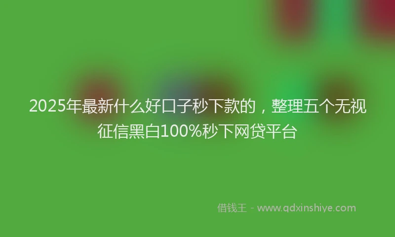 2025年最新什么好口子秒下款的，整理五个无视征信黑白100%秒下网贷平台